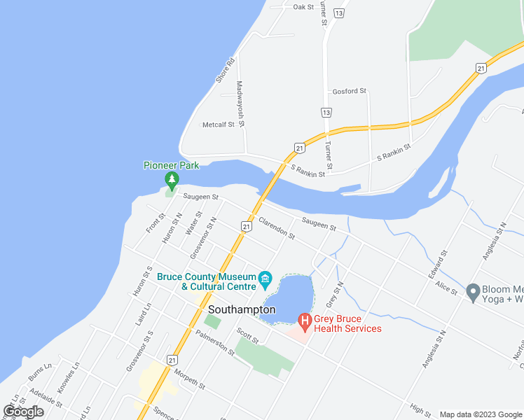 map of restaurants, bars, coffee shops, grocery stores, and more near 111 Albert Street North in Southampton