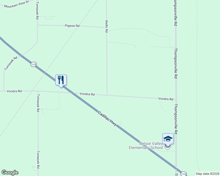 map of restaurants, bars, coffee shops, grocery stores, and more near 18023 Wells Road in Thompsonville