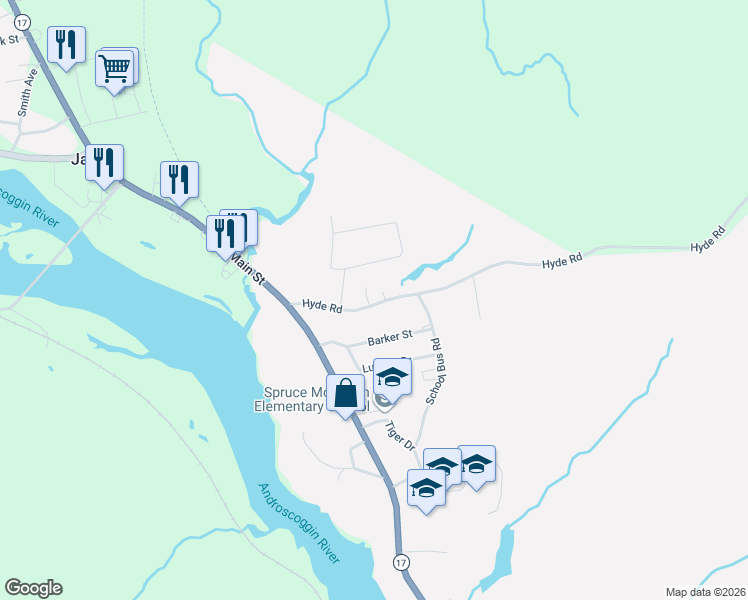 map of restaurants, bars, coffee shops, grocery stores, and more near 13 Hyde Road in Jay