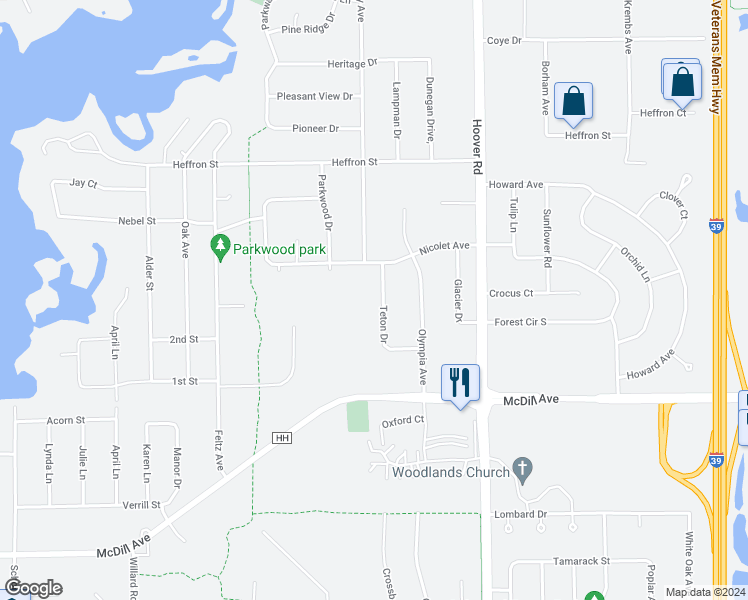 map of restaurants, bars, coffee shops, grocery stores, and more near 3324 Teton Drive in Stevens Point