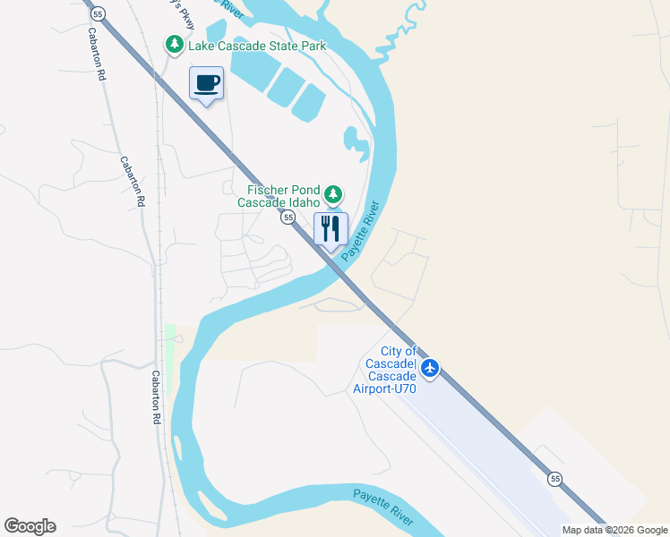 map of restaurants, bars, coffee shops, grocery stores, and more near 11397 South Main Street in Cascade