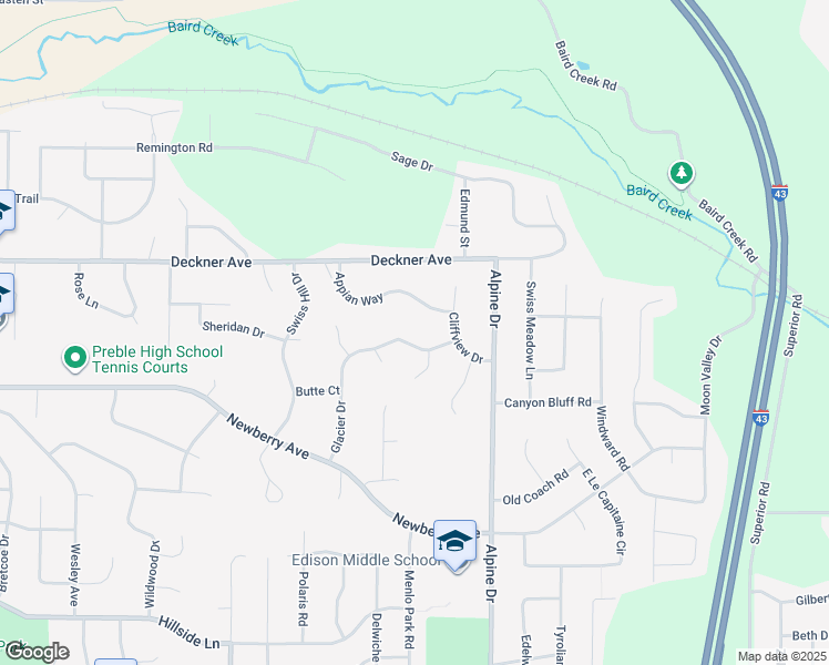 map of restaurants, bars, coffee shops, grocery stores, and more near 2639 Glacier Drive in Green Bay