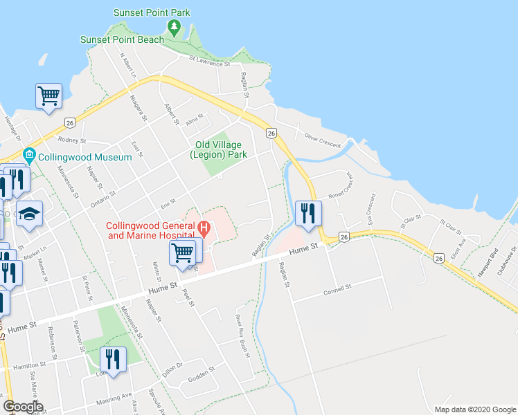 map of restaurants, bars, coffee shops, grocery stores, and more near 101 Matthew Way in Collingwood