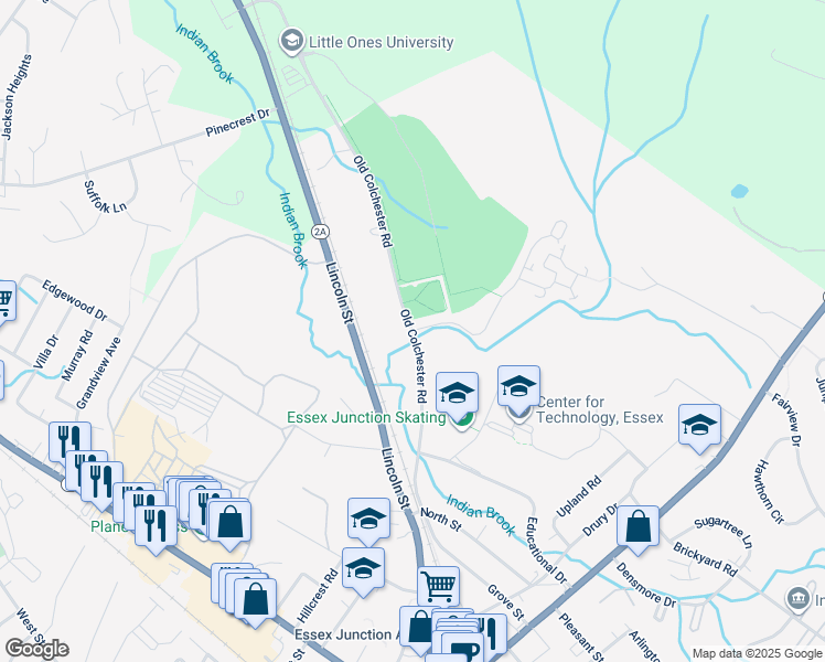 map of restaurants, bars, coffee shops, grocery stores, and more near 2 Thasha Lane in Essex
