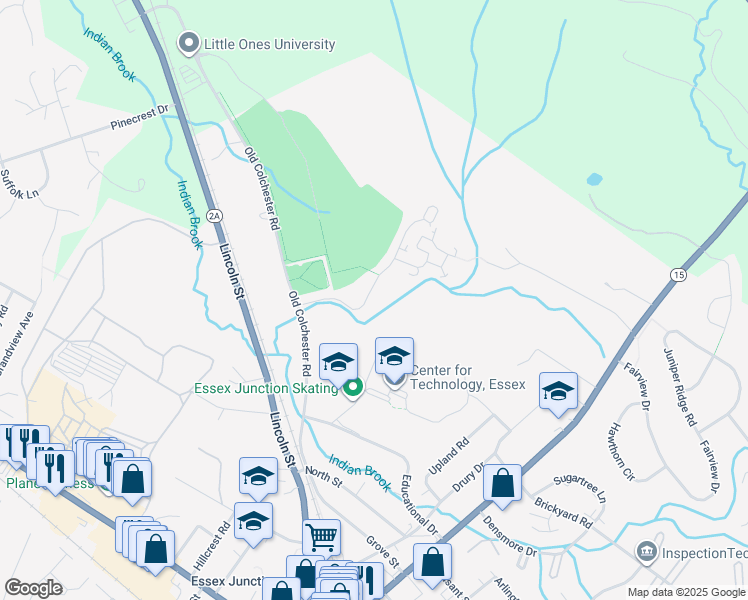 map of restaurants, bars, coffee shops, grocery stores, and more near 169 Autumn Pond Way in Essex