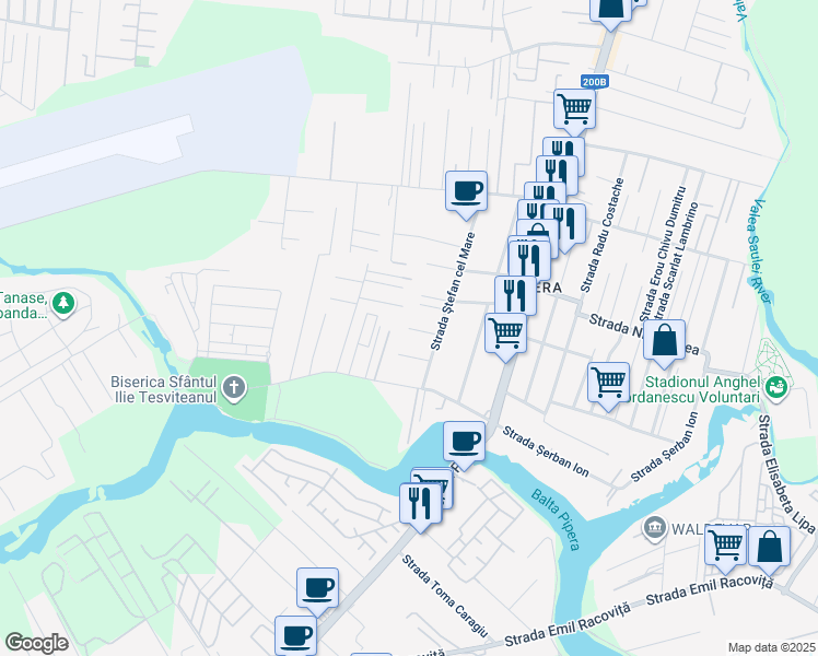 map of restaurants, bars, coffee shops, grocery stores, and more near 7 Strada Ştefan cel Mare in Voluntari