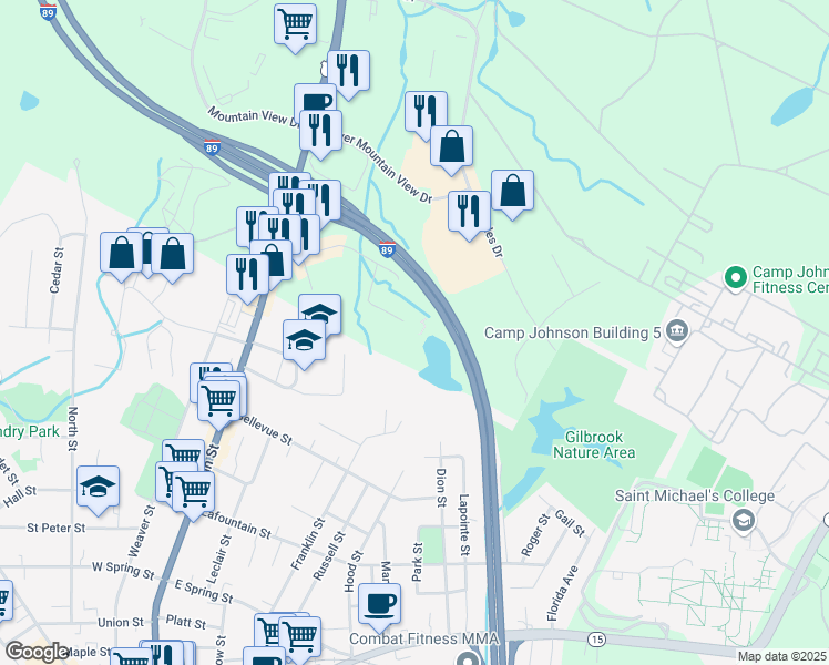 map of restaurants, bars, coffee shops, grocery stores, and more near 208 South Park Drive in Colchester