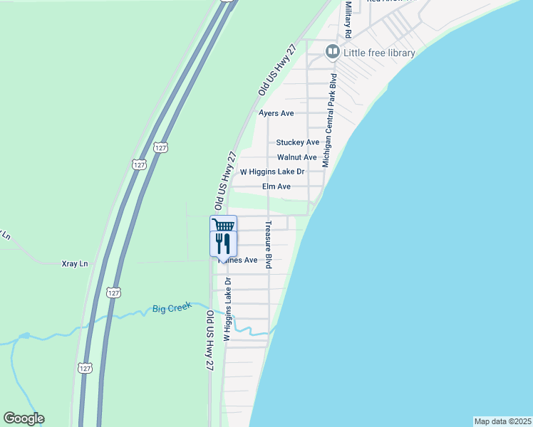 map of restaurants, bars, coffee shops, grocery stores, and more near 200-238 Ironwood Road in Roscommon