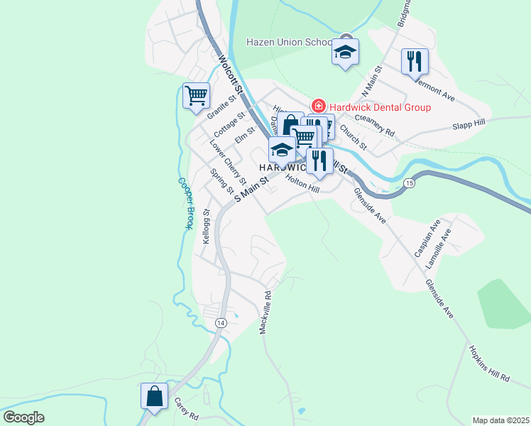 map of restaurants, bars, coffee shops, grocery stores, and more near 85 Upper Cherry Street in Hardwick