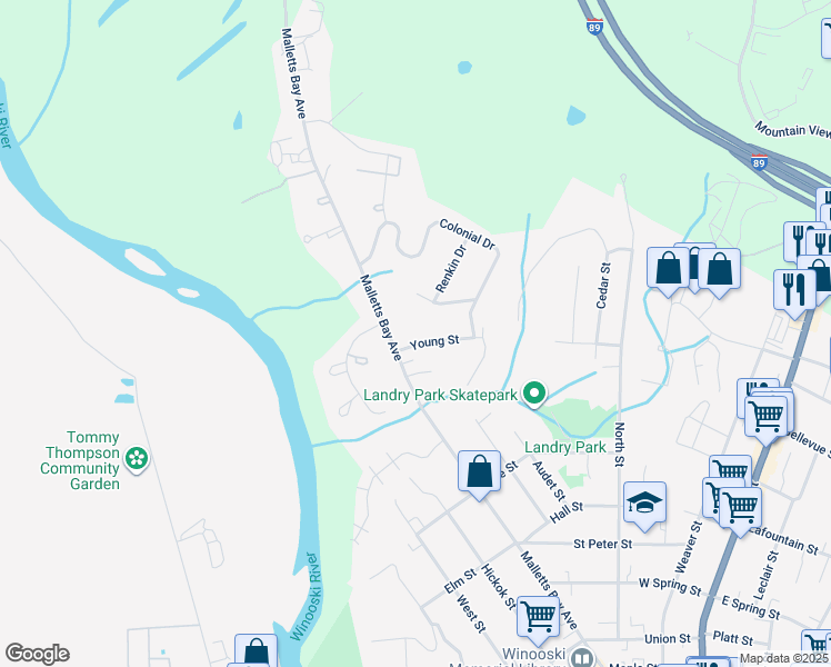map of restaurants, bars, coffee shops, grocery stores, and more near 69 Young Street in Colchester
