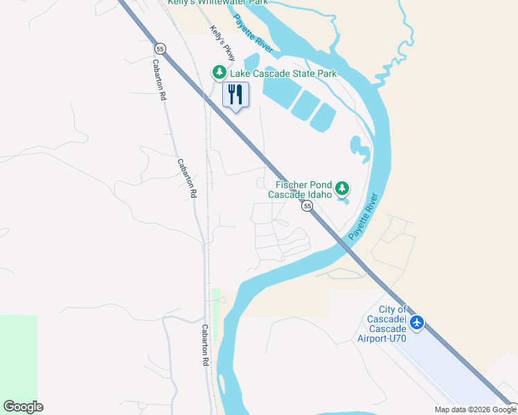 map of restaurants, bars, coffee shops, grocery stores, and more near 955 Idaho 55 in Cascade