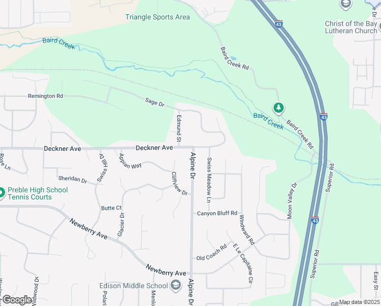 map of restaurants, bars, coffee shops, grocery stores, and more near 2 Alpine Drive in Green Bay