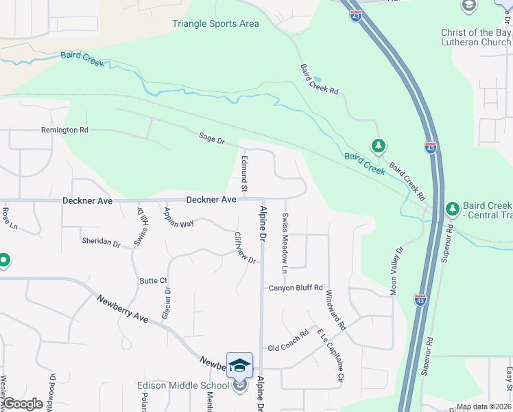 map of restaurants, bars, coffee shops, grocery stores, and more near 2 Alpine Drive in Green Bay
