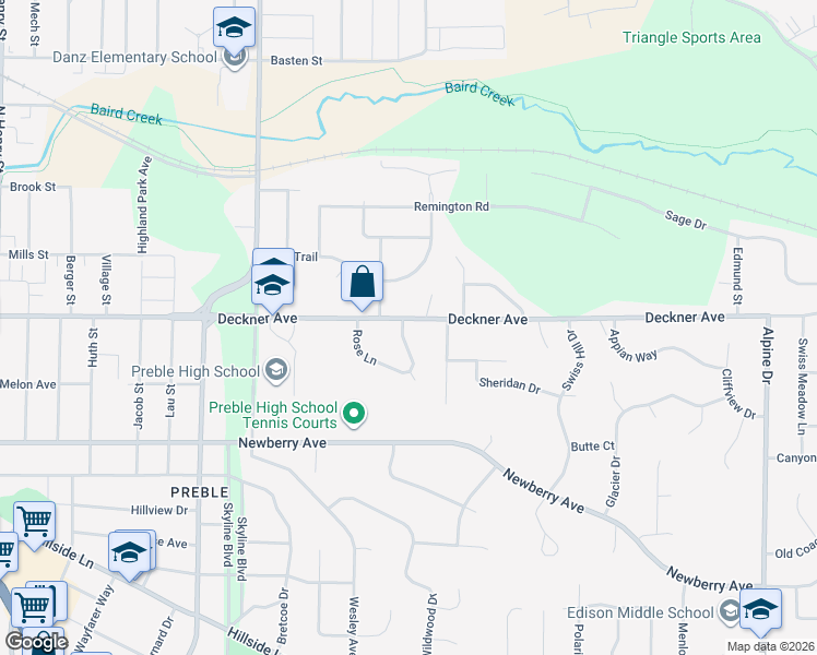 map of restaurants, bars, coffee shops, grocery stores, and more near 2428 Deckner Avenue in Green Bay