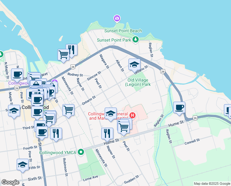 map of restaurants, bars, coffee shops, grocery stores, and more near 68 Saint Vincent Street in Collingwood