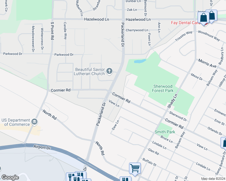 map of restaurants, bars, coffee shops, grocery stores, and more near 2630 Cormier Road in Green Bay