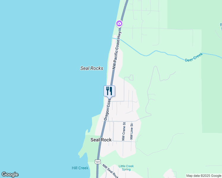 map of restaurants, bars, coffee shops, grocery stores, and more near 11042 Oregon Coast Highway in Seal Rock
