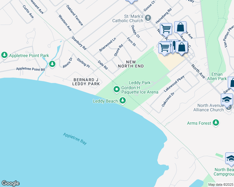 map of restaurants, bars, coffee shops, grocery stores, and more near 216 Leddy Park Road in Burlington