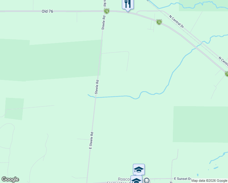 map of restaurants, bars, coffee shops, grocery stores, and more near 11750 Woody Road in Roscommon