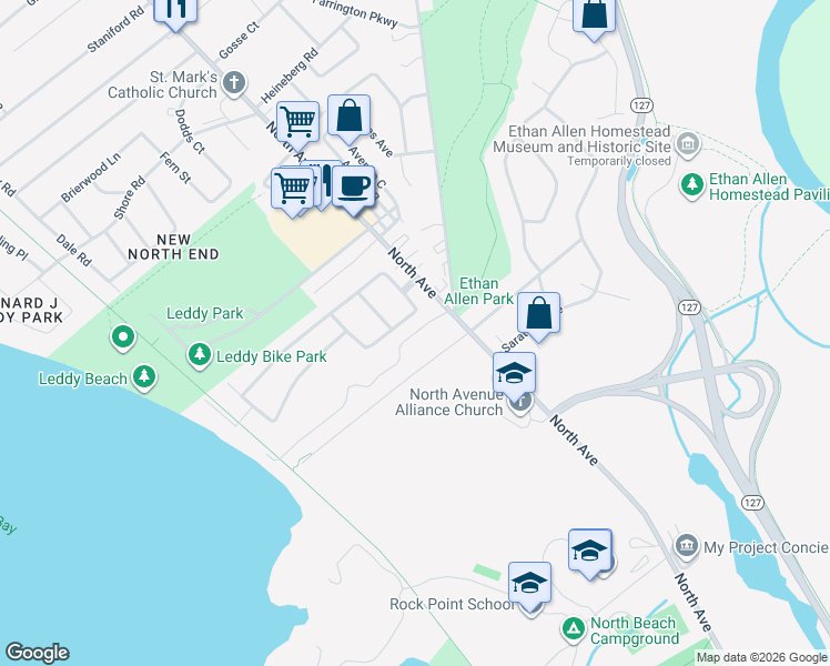 map of restaurants, bars, coffee shops, grocery stores, and more near 15 Woodridge Drive in Burlington