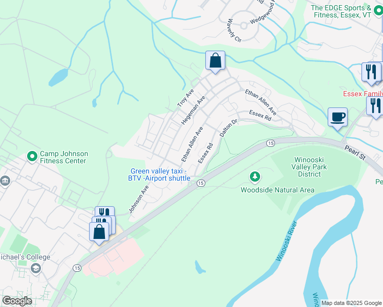 map of restaurants, bars, coffee shops, grocery stores, and more near 24 Catamount Lane in Colchester