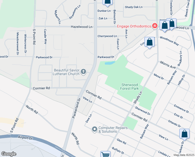 map of restaurants, bars, coffee shops, grocery stores, and more near 2236 Ledvina Circle in Green Bay