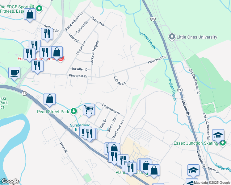 map of restaurants, bars, coffee shops, grocery stores, and more near 12 Southdown Court in Essex