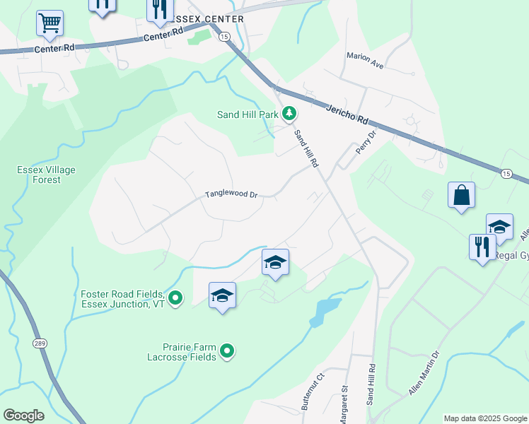 map of restaurants, bars, coffee shops, grocery stores, and more near 3 Glenwood Drive in Essex Junction