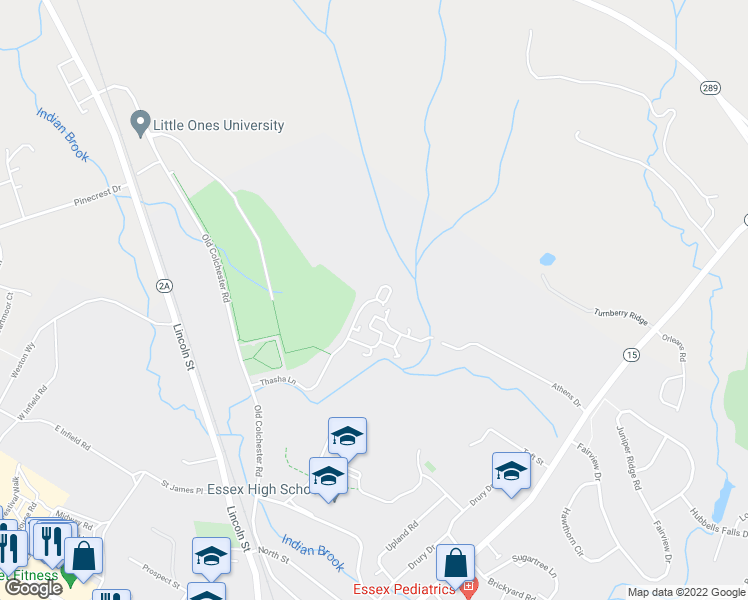 map of restaurants, bars, coffee shops, grocery stores, and more near 382 Autumn Pond Way in Essex