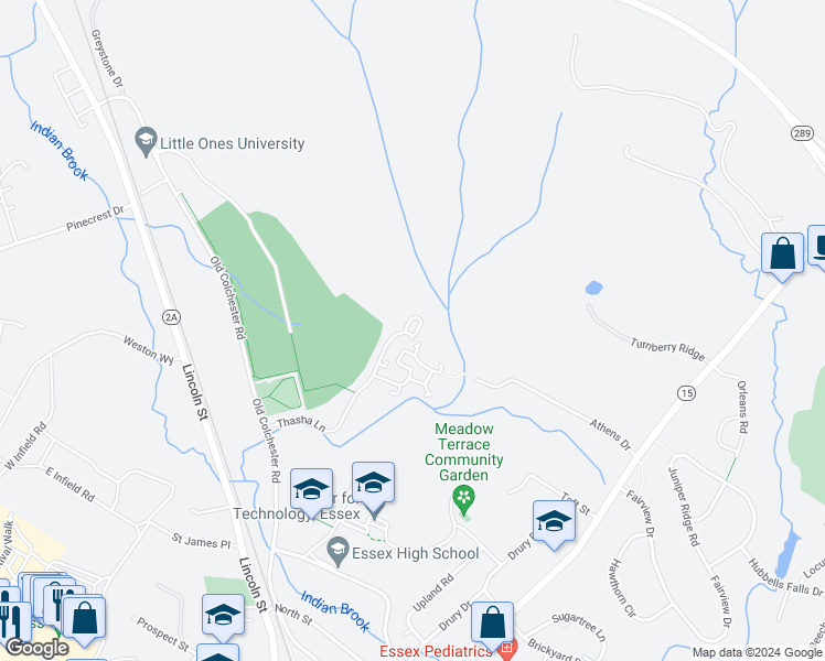 map of restaurants, bars, coffee shops, grocery stores, and more near 379 Autumn Pond Way in Essex