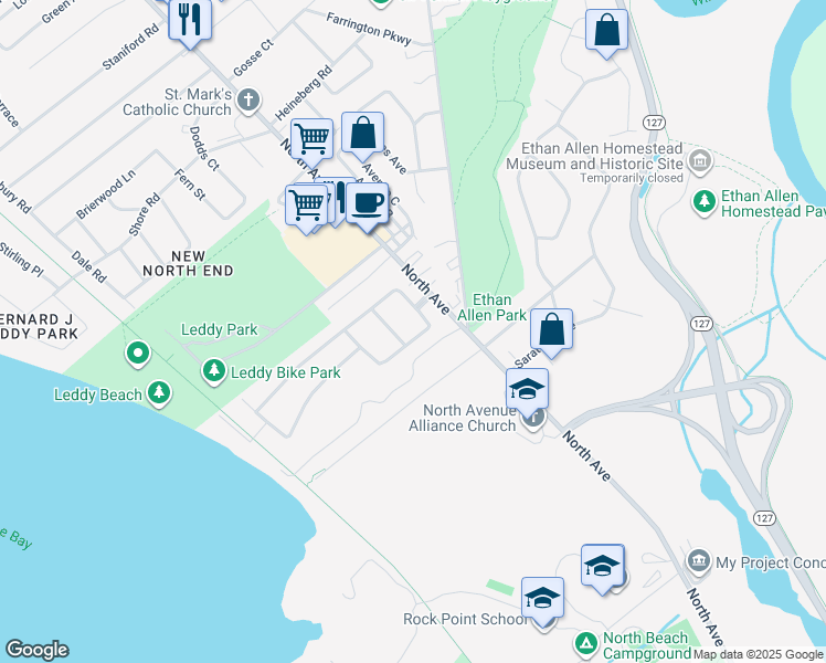 map of restaurants, bars, coffee shops, grocery stores, and more near 15 Woodridge Drive in Burlington