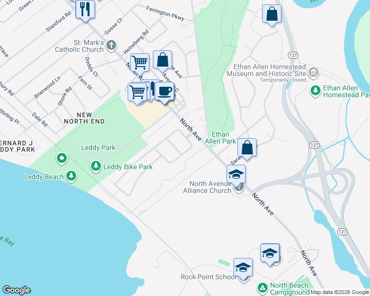 map of restaurants, bars, coffee shops, grocery stores, and more near 15 Woodridge Drive in Burlington