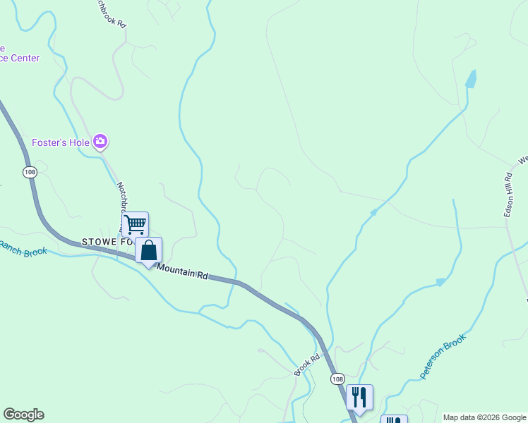 map of restaurants, bars, coffee shops, grocery stores, and more near 235 Lower Sanborn Road in Stowe