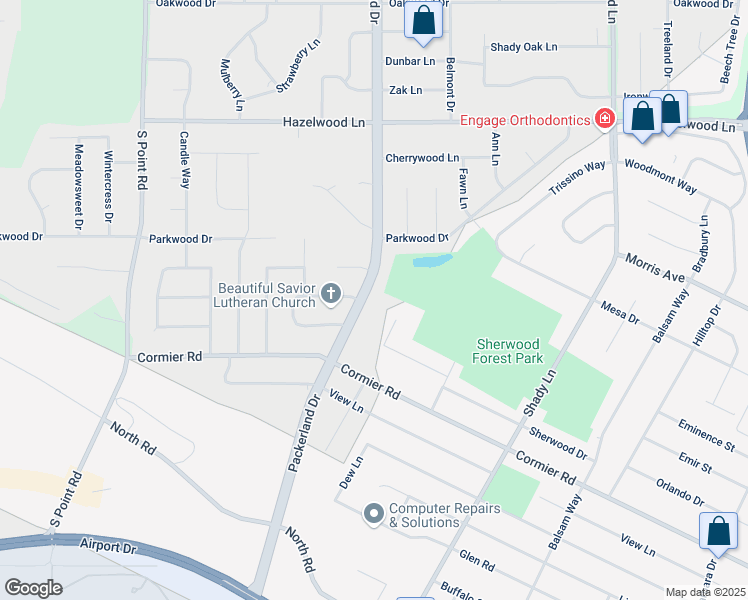 map of restaurants, bars, coffee shops, grocery stores, and more near 2236 Ledvina Circle in Green Bay