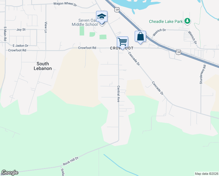 map of restaurants, bars, coffee shops, grocery stores, and more near 470 Oregon Street in Lebanon