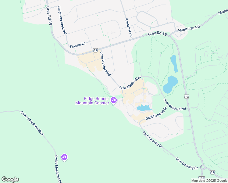 map of restaurants, bars, coffee shops, grocery stores, and more near Ann Heggtveit Drive in Grey County