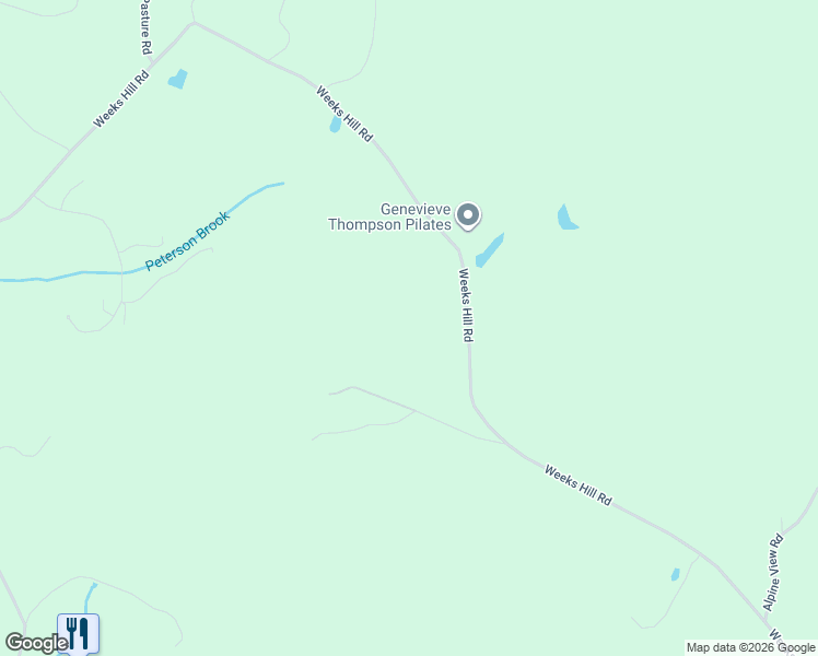 map of restaurants, bars, coffee shops, grocery stores, and more near 2575 Weeks Hill Road in Stowe