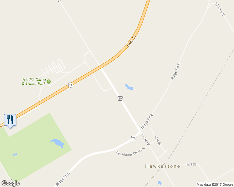 map of restaurants, bars, coffee shops, grocery stores, and more near 114 11 Line South in Hawkestone