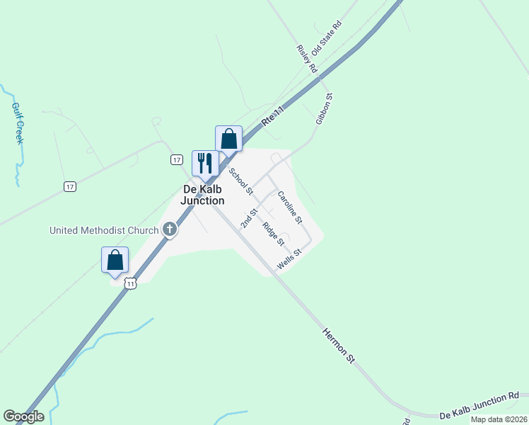 map of restaurants, bars, coffee shops, grocery stores, and more near 26-32 2nd Street in De Kalb Junction