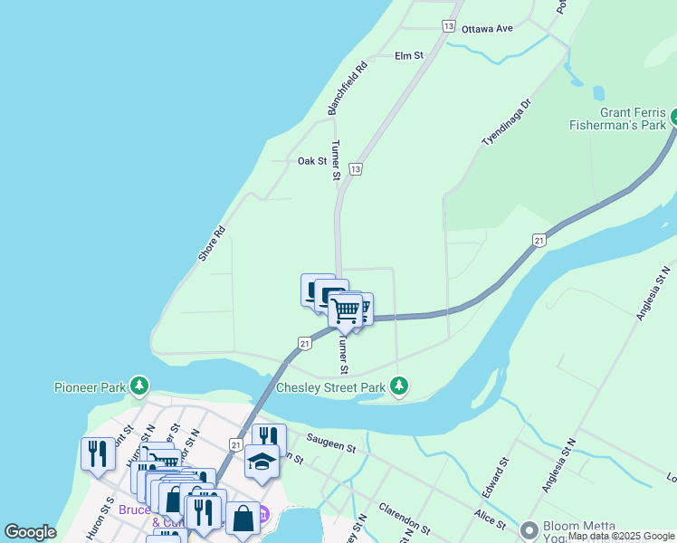 map of restaurants, bars, coffee shops, grocery stores, and more near Gosford Street in Southampton