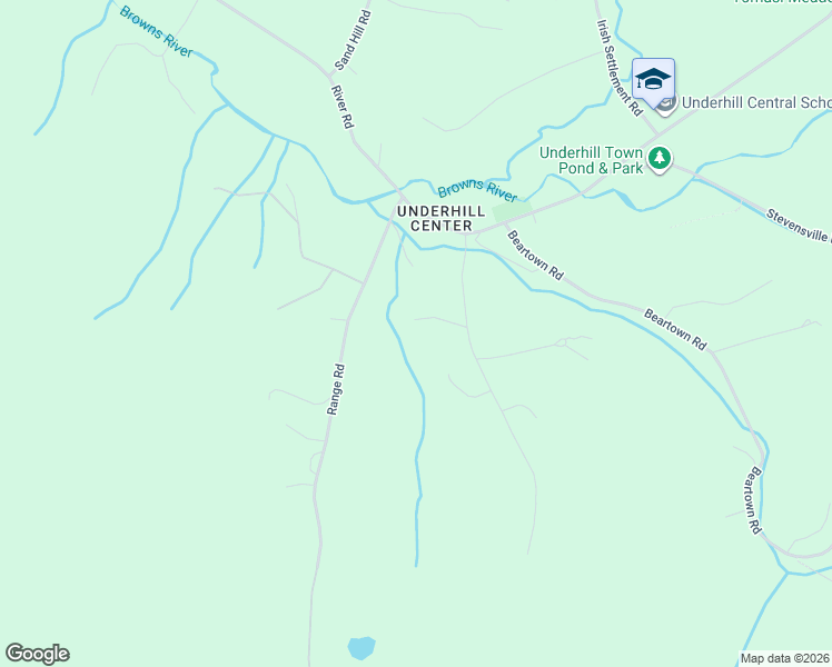 map of restaurants, bars, coffee shops, grocery stores, and more near 18 Krug Road in Underhill