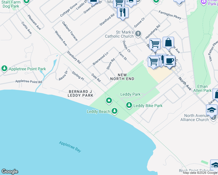 map of restaurants, bars, coffee shops, grocery stores, and more near 145 Wildwood Drive in Burlington