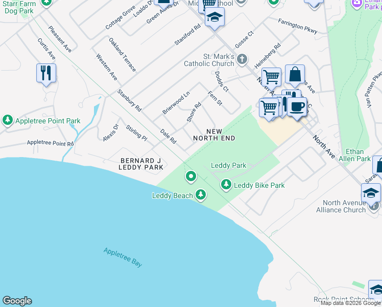 map of restaurants, bars, coffee shops, grocery stores, and more near 145 Wildwood Drive in Burlington
