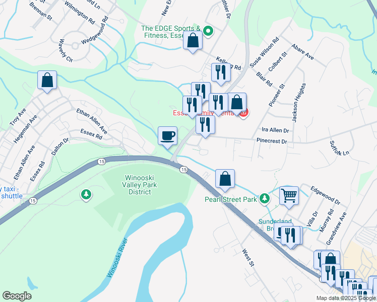 map of restaurants, bars, coffee shops, grocery stores, and more near 6 Joshua Way in Essex