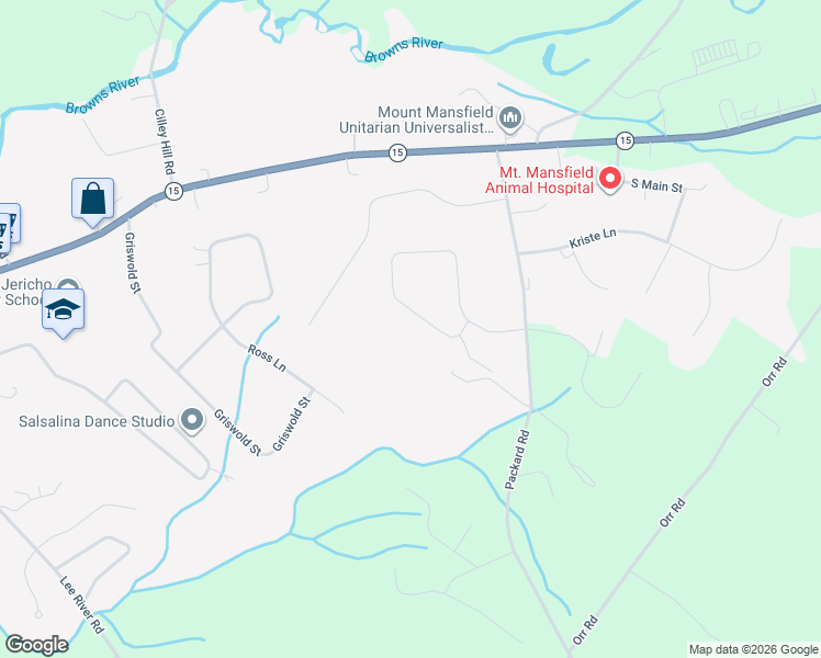 map of restaurants, bars, coffee shops, grocery stores, and more near 54 H Starbird Road in Jericho