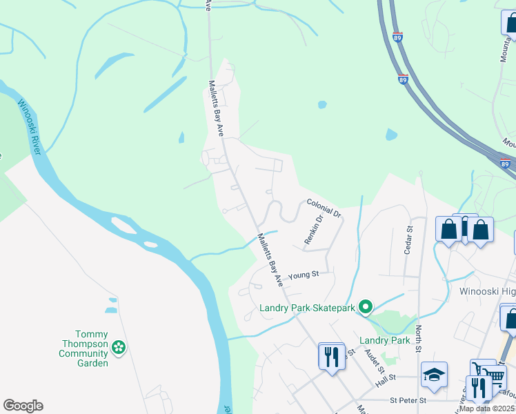 map of restaurants, bars, coffee shops, grocery stores, and more near 2519 Malletts Bay Avenue in Colchester