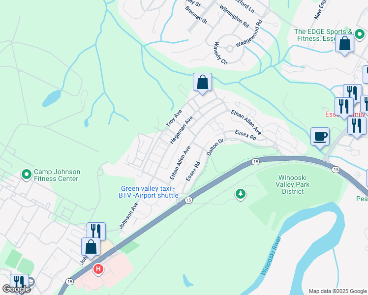 map of restaurants, bars, coffee shops, grocery stores, and more near 169 Ethan Allen Avenue in Colchester
