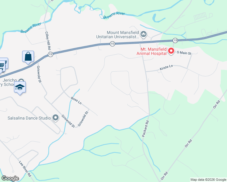 map of restaurants, bars, coffee shops, grocery stores, and more near 54h Starbird Road in Jericho