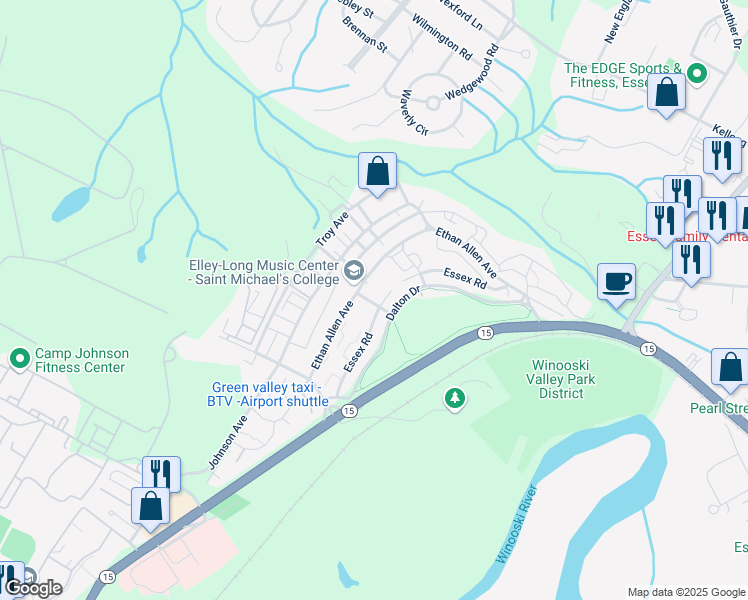 map of restaurants, bars, coffee shops, grocery stores, and more near 309 Ethan Allen Avenue in Colchester