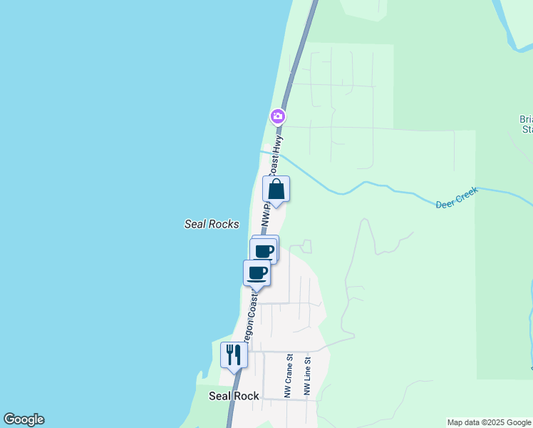 map of restaurants, bars, coffee shops, grocery stores, and more near 11196 NW Pacific Coast Hwy in Lincoln